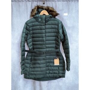The North Face Women Transverse Belted Down Parka Dark Sage Green Large